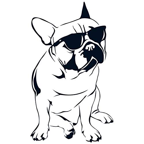 wall-refine WH-00072 | FRANZÖSISCHE Bulldogge mit Brille | 24 x 34 cm, schwarz, seidenmatt, Wandtattoo Wandaufkleber in Premium Qualität, Wanddeko Deko Motiv Tier Hund Hundeaufkleber von wall-refine