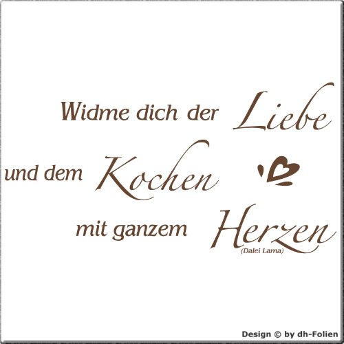 wall-refine WS-00308 | WIDME Dich DER Liebe UND DEM Kochen MIT GANZEM Herzen | Premium Wandtattoo Wandaufkleber der Extra-Klasse, 80 x 42 cm, Chocolate/braun, seidenmatter Glanz von wall-refine