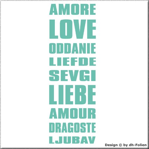 wall-refine WS-01907 | Liebe INTERNATIONAL MODERN | Premium Wandtattoo Wandaufkleber der Extra-Klasse, 55 x 170 cm, Mint oder 33 weiteren Farben und 3 Grössen erhältlich, seidenmatter Glanz von wall-refine