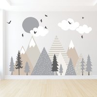 Berg Wandbild - Neutrale Farben Kinderzimmer Wand Dekor Schälen Und Aufkleben von wallartdesign