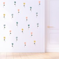 Pastell-Tulpen - Wandaufkleber Aus Stoff Abnehmbar Und Wiederverwendbar Abziehen Aufkleben Blumen-Wanddekoration von wallartdesign