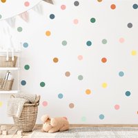 Wandtattoos Schälen Und Aufkleben - Kreis Punkte Wandsticker Pastell Polka Dots Buntes Abstraktes Kinderzimmer Dekor von wallartdesign