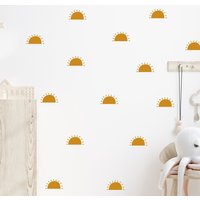 Wandtattoo - Senfgelbe Boho Sonne Wandsticker Halbe in Über 50 Farben Erhältlich von wallartdesign