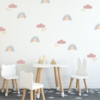 Wandtattoo - Pastellfarbene Wolken Und Regenbogen Mit Sternen von wallartdesign