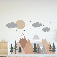 Wandtattoo Berge - Neutrale Farben Kinderzimmer Wanddeko von wallartdesign