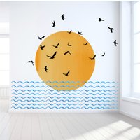Wandtattoo - Sonnenuntergang Wandbild Aquarell Modernes Abstraktes von wallartdesign