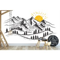 Bergwandbild Tapete, Selbstklebende Peel Und Stick Berge Tapete Kunst Benutzerdefinierte Größe von walldecorashop