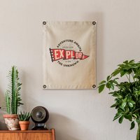 Erforschen Sie Unbekannte Natur-Wimpelflagge Für Reisende | Abenteuer-Wand-Dekor Cotton Banner Inspirierend Zitat Geschenk Rustikaler Wandbehang von wallmeshop