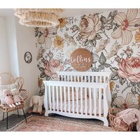 Aquarell Blumen Kinderzimmer Tapete - Schälen Und Aufkleben Wandbild Für Schlafzimmer Vintage Pastell Boho Babyzimmer von wallpaperfect