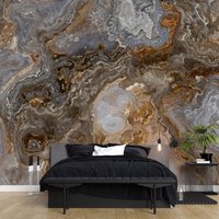 Brauner Marmor Tapete - Mit Grauen Details - Schälen Und Stick - Wohnzimmer Dekor - Selbstklebendes Wandposter - Hübsches Wandbild von wallpaperfect