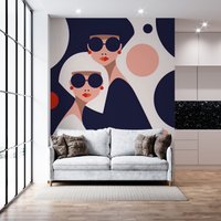Coiffeur Frau Tapete, Art-Deco-Kunst Wandbild, Beauty Center Frauen Schälen Und Aufkleben Moderne Tapete von wallpaperfect