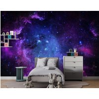 Galaxy Tapete Für Kinder, Hübsche Dunkle Tapete, Kinderzimmer Dekor, Haftende Fone Galaxien Entfernbares Wandbild, Anpassbar von wallpaperfect