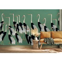 Storch-Tapete - Grüne Fone-Störche-Tapete- Stile Und Designs-Tapete- Personalisierte- Schälen Aufkleben-Geschenke- Benutzerdefiniert von wallpaperfect