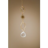 Goldener Suncatcher Mit Regenbogenkristall Und Sonne // Runder Sonnenfänger Kristall Dekoration// Geschenkidee von walnutandcherry