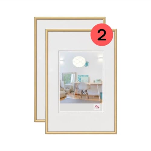 walther design Bilderrahmen gold 30 x 40 cm Doppelpack, New Lifestyle Kunststoffrahmen KV040GD von walther design