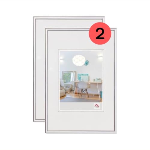 walther design Bilderrahmen silber 40 x 60 cm Doppelpack, New Lifestyle Kunststoffrahmen KV460SD von walther design