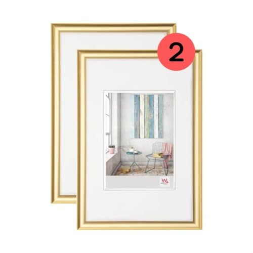 walther design Bilderrahmen gold 30 x 40 cm Doppelpack, Trendstyle Kunststoffrahmen KP040GD von walther design