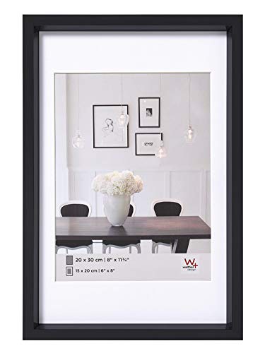 walther design Bilderrahmen schwarz 50 x 70 cm mit Passepartout, Steel Style Kunststoffrahmen ES070B von walther design