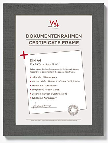 walther design Bilderrahmen grau 21 x 29,7 cm (DIN A4) Home Holzrahmen HO130D von walther design