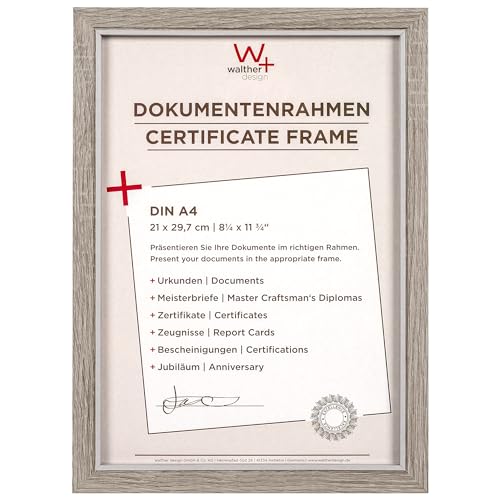 walther design Bilderrahmen DIN A4 21x29,7 cm grau, Hygge Holzrahmen, NC130D von walther design