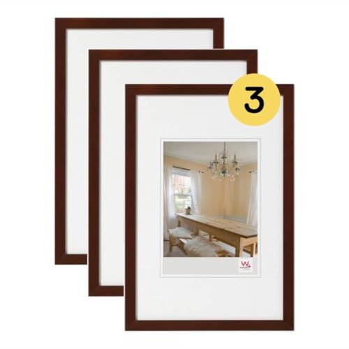 walther design Bilderrahmen nussbaum 9 x 13 cm 3er Pack, Peppers Holzrahmen BP913N3 von walther design