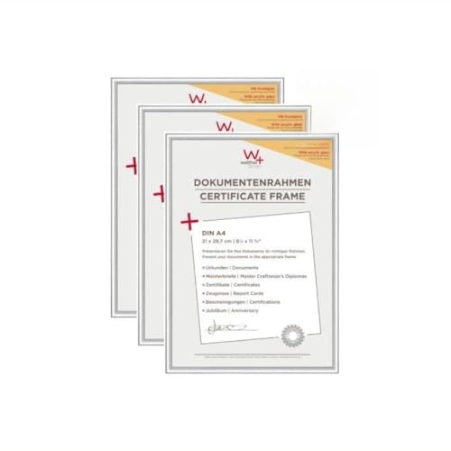 walther design Bilderrahmen silber 21 x 29,7 cm (DIN A4) mit Kunstglas 3er Pack, New Lifestyle Kunststoffrahmen KVX130S3 von walther design