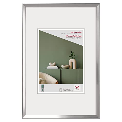 walther design Bilderrahmen Silber 40 x 50 cm mit Kunstglas, Desire Kunststoffrahmen DEX050S von walther design