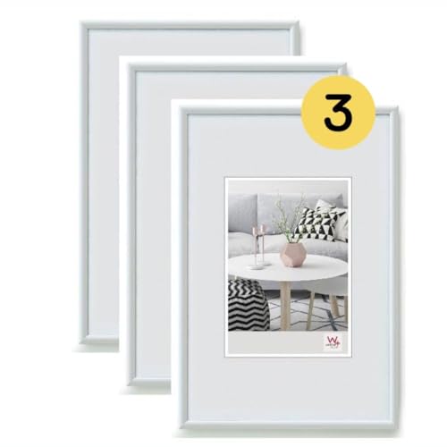 walther design Bilderrahmen weiss 20 x 30 cm 3er Pack, Galeria Kunststoffrahmen KW030H3 von walther design