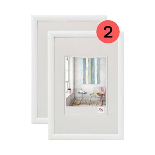 walther design Bilderrahmen weiss 30 x 45 cm Doppelpack, Trendstyle Kunststoffrahmen KP045WD von walther design