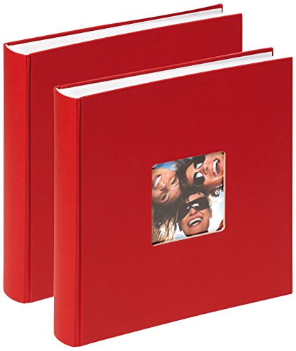 walther design Fotoalbum rot 30 x 30 cm mit Cover-Ausstanzung, Doppelpack, Fun FA-208-RD von walther design