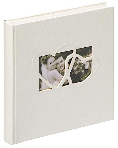 walther design Fotoalbum weiss 28 x 30,5 cm Einband aus Leinen mit Cover-Ausstanzung, Hochzeitsalbum Sweet Heart UH-123 von walther design