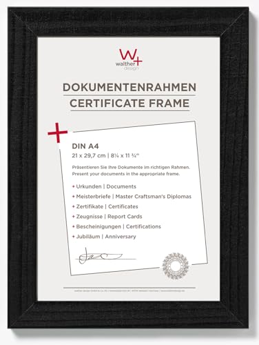 walther design Bilderrahmen schwarz 21 x 29,7 cm (DIN A4) Home Holzrahmen HO130B von walther design