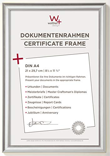 walther design Bilderrahmen silber 21 x 29,7 cm (DIN A4) Trendstyle Kunststoffrahmen KP130S von walther design