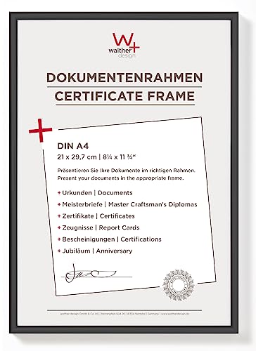 walther design Bilderrahmen schwarz 21 x 29,7 cm (DIN A4) New Lifestyle Kunststoffrahmen KV130B von walther design