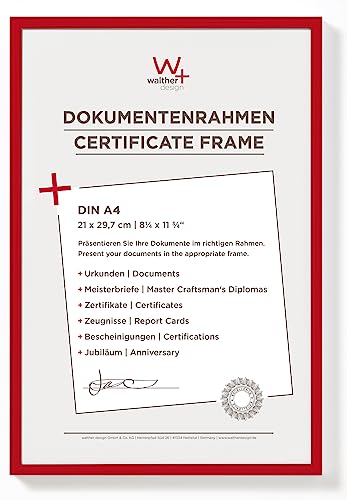 walther design Bilderrahmen rot 21 x 29,7 cm (DIN A4) New Lifestyle Kunststoffrahmen KV130R von walther design