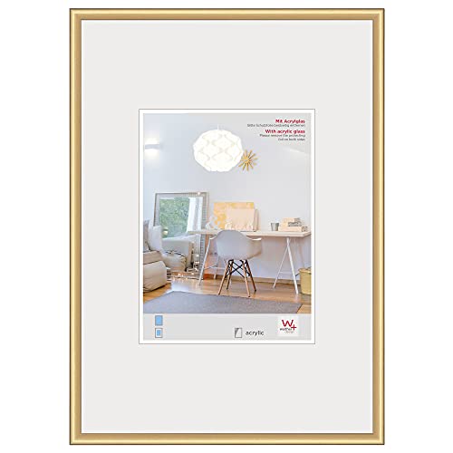 walther design Bilderrahmen gold 60 x 90 cm mit Kunstglas, New Lifestyle Kunststoffrahmen KVX090G von walther design