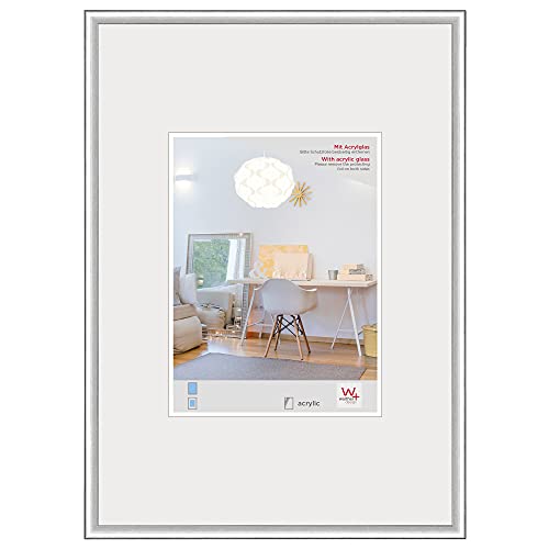 walther design Bilderrahmen silber 60 x 90 cm mit Kunstglas, New Lifestyle Kunststoffrahmen KVX090S von walther design