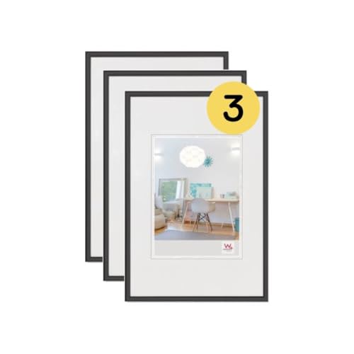 walther design Bilderrahmen schwarz 40 x 60 cm 3er Pack, New Lifestyle Kunststoffrahmen KV460B3 von walther design