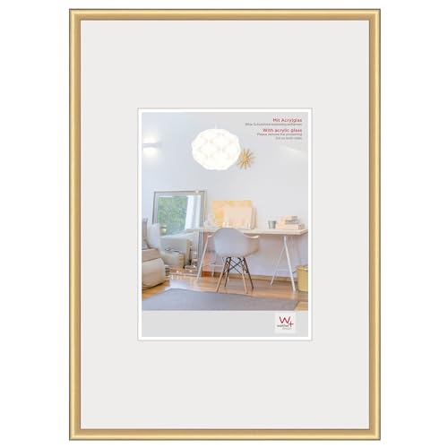 walther design Bilderrahmen gold 59,4 x 84 cm (DIN A1)mit Kunstglas, New Lifestyle Kunststoffrahmen KVX684G von walther design