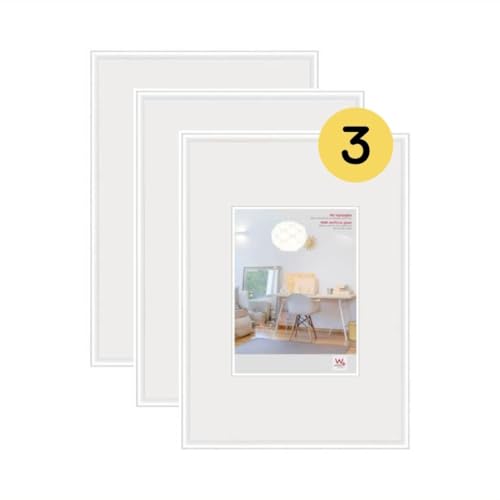 walther design Bilderrahmen weiss 40 x 60 cm mit Kunstglas 3er Pack, New Lifestyle Kunststoffrahmen KVX460W3 von walther design