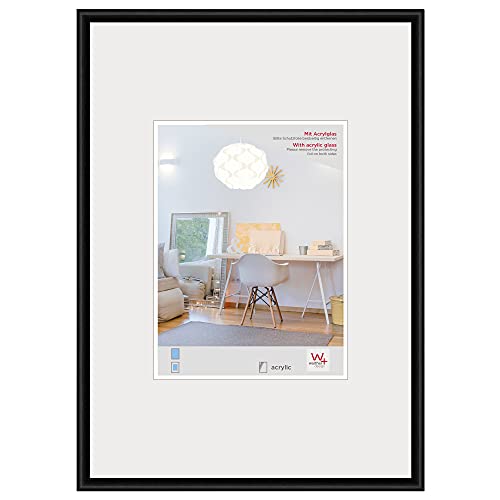 walther design Bilderrahmen schwarz Posterformat mit Kunstglas, New Lifestyle Kunststoffrahmen KVX691B von walther design