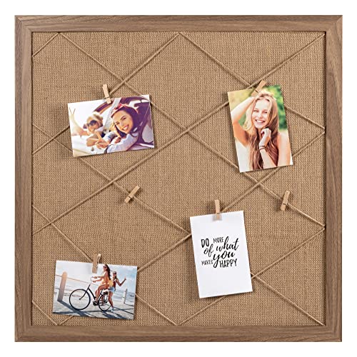 walther design Bilderrahmen braun MDF Memoboard 60 x 60 cm mit Holzklammern + Kordelhalterung XR060P von walther design