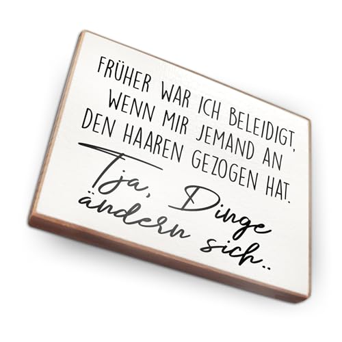 Magnet aus Buchenholz Kühlschrankmagnete mit Sprüchen (Früher war ich beleidigt) von wammi