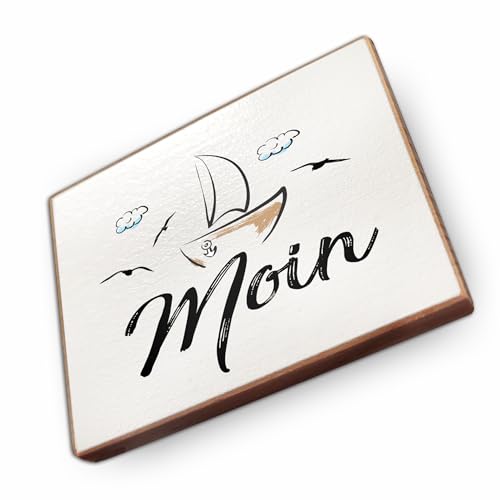 Magnet aus Buchenholz Kühlschrankmagnete mit Sprüchen (Moin) von wammi