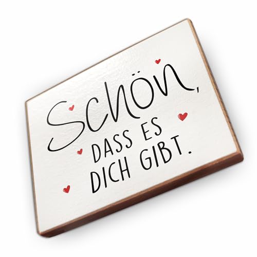 Magnet aus Buchenholz Kühlschrankmagnete mit Sprüchen (Schön DASS es Dich gibt) von wammi