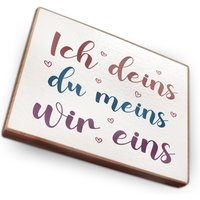 Kühlschrankmagnet Aus Buchenholz - Ich Deins Du Meins Wir Eins Dekoration Oder Als Tolle Geschenkidee von wammishop