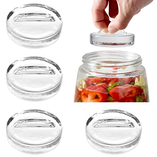 4 Pack Fermentation Stone Glass Weights Pickle Pebble with Easy Grip Handle for Wide Mouthe Mason Jar Fermenting Pickles,Kimchi,Sauerkraut von wandeli