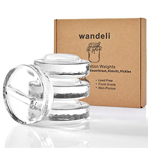 wandeli 4 Packung Pickle Pebble mit Easy Grip Griff Fermentation Stein Glas Gewichte für Wide Mouthe Mason Jar Fermenting Pickles, Kimchi, Sauerkraut von wandeli