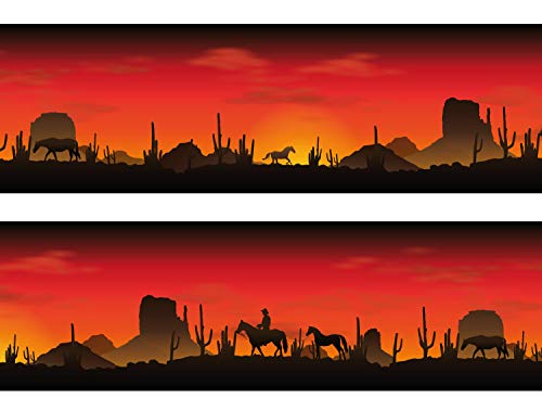 wandmotiv24 Bordüre Amerikanische Wüste 260cm Breite - Selbstklebend Borte Tapetenbordüre Bordüren Borde Wandborde Cowboy Sonnenuntergang Western M0018 von wandmotiv24