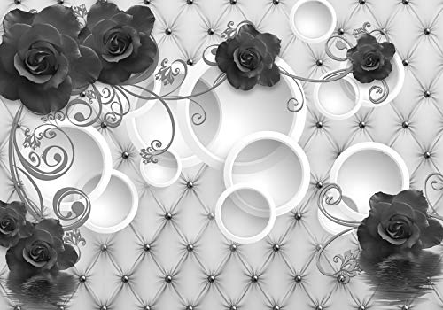 wandmotiv24 Fototapete grau Rosen Polster, XL 350 x 245 cm - 7 Teile, Wanddeko, Wandbild, Wandtapete, Ornament, Blumen, Leder M3444 von wandmotiv24